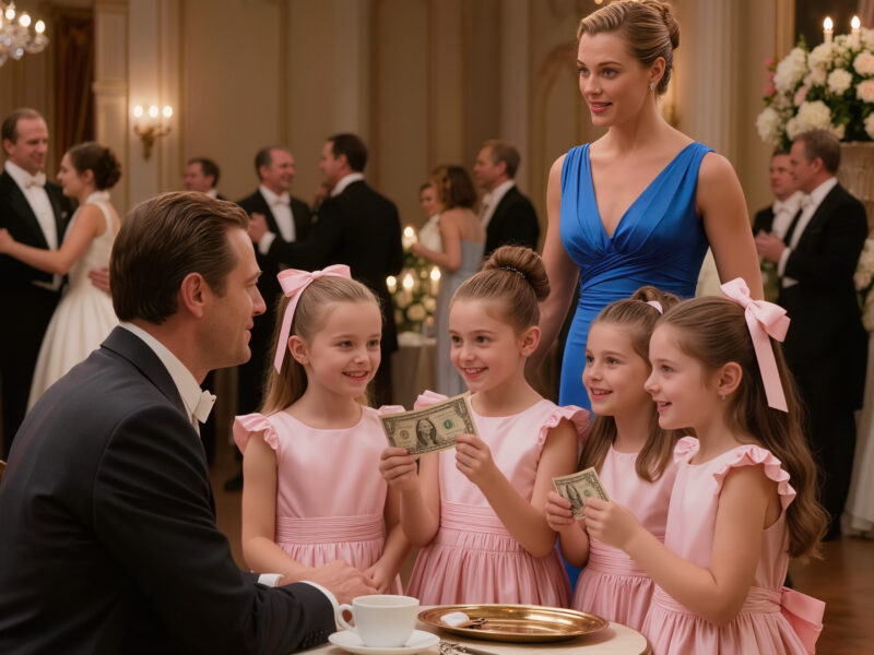 A widower sat quietly at a wedding... until four little girls offered him $1 to pretend to be their father—and what happened next changed everything.